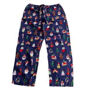 Hanna Andersson L Christmas Pajama Pants 100% Cotton Holiday Print Navy Multicol